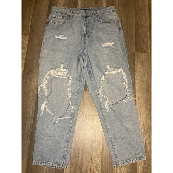 Aeropostale Denim Jeans Women’s 14 Blue Destroyed Ripped Slim & Thick Curvy Mom - Picture 1 of 7